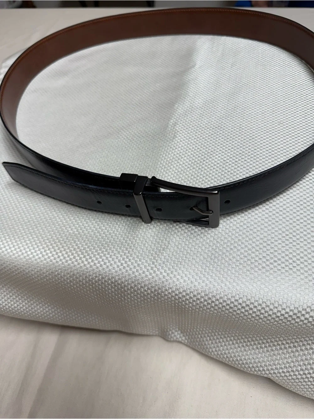 Classic Nike Black Reversible Leather Belt with Brown Interior